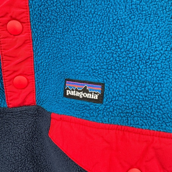 Patagonia Lightweight Synchilla Snap-T Pullover Kids Size XL New Navy Blue Red - Picture 2 of 8